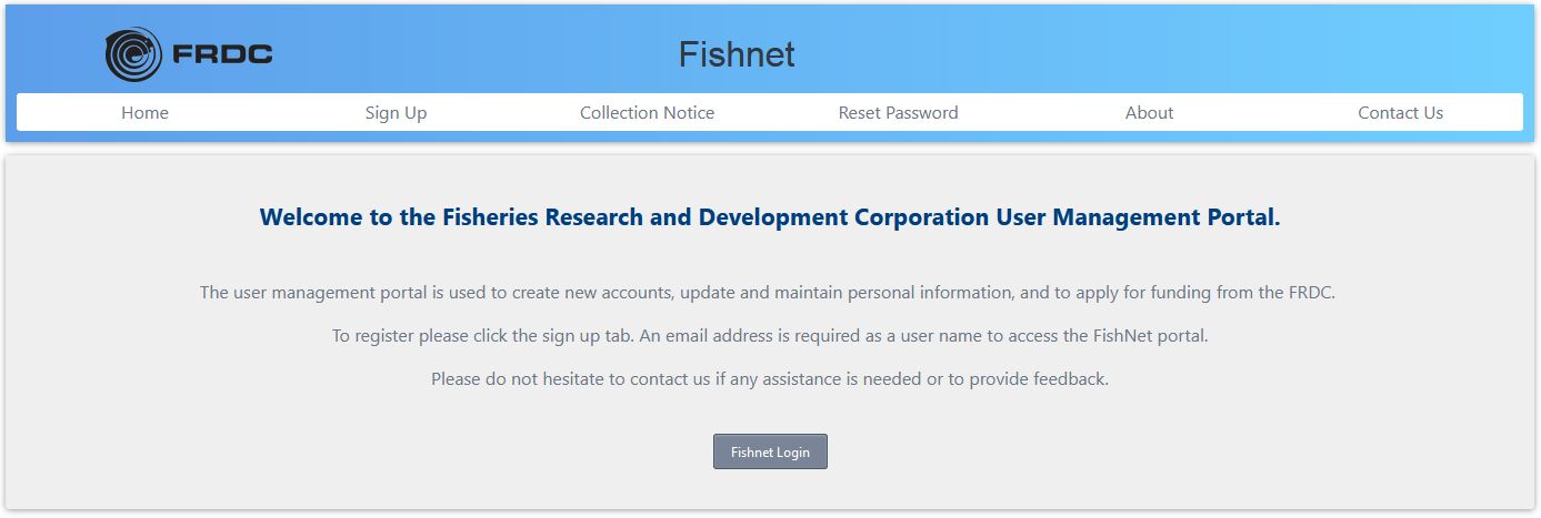 Image of FRDC's FishNet portal